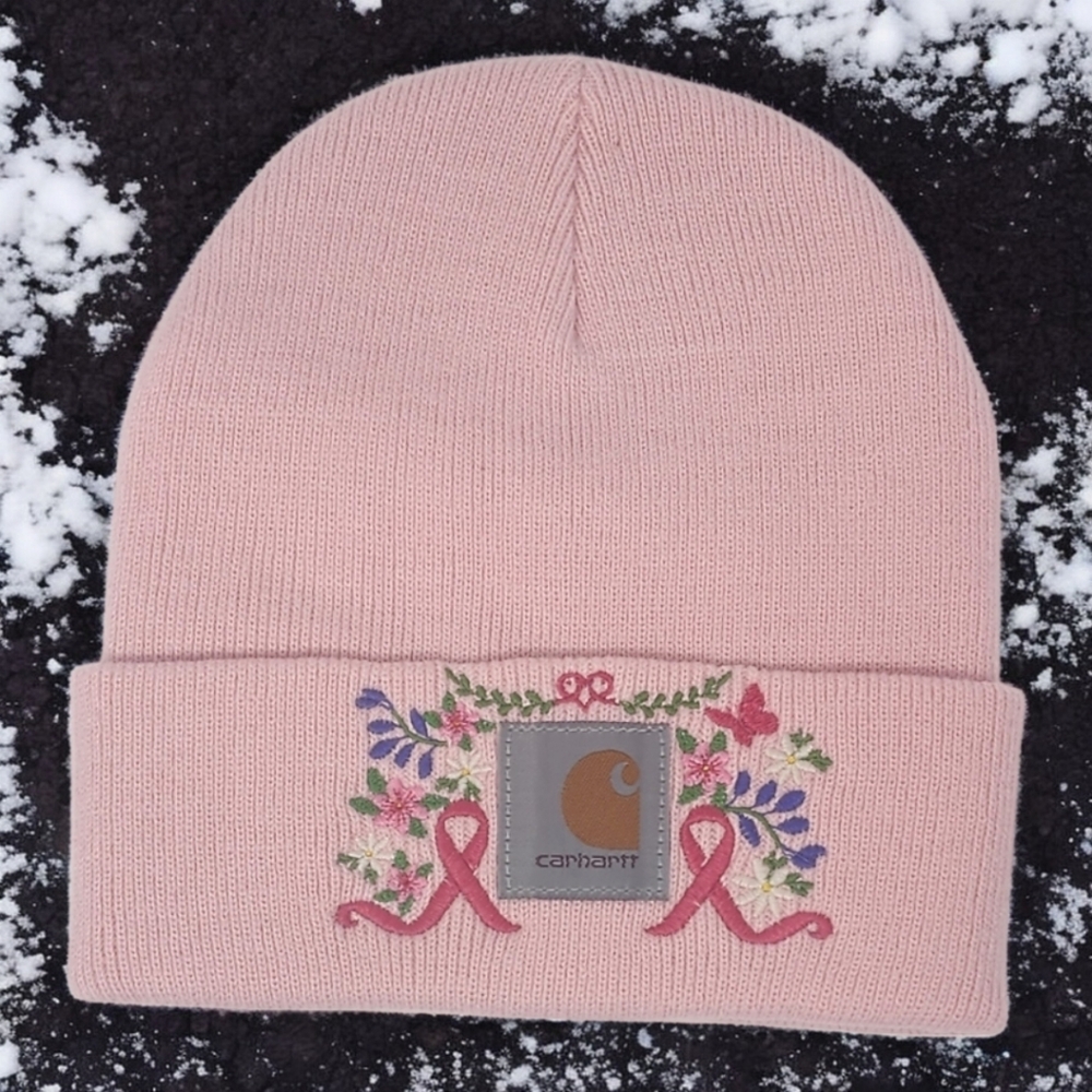 Embroidered Breast Cancer Awareness Beanie Unique Winter Hat